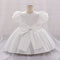 Ball Gown Scoop Puff Sleeves Flower Girl Dresses with Applique