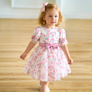 Ball Gown Scoop Puff Sleeves Ruched Flower Girl Dresses