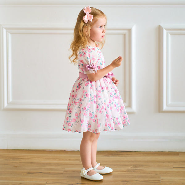 Ball Gown Scoop Puff Sleeves Ruched Flower Girl Dresses