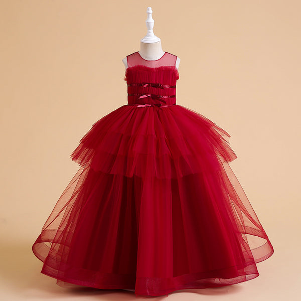 Ball Gown Scoop Sleeveless Tiered Flower Girl Dresses