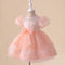 Ball Gown Scoop Puff Sleeves Flower Girl Dresses with Lace