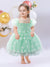 Ball Gown Scoop Puff Sleeves Flower Girl Dresses with Solid Flowers