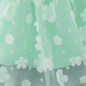 Ball Gown Scoop Puff Sleeves Flower Girl Dresses with Solid Flowers