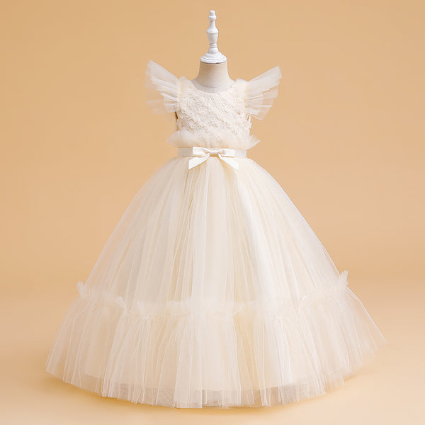 Ball Gown Scoop Flying Sleeves Flower Girl Dresses with Sash