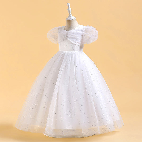 Ball Gown Scoop Puff Sleeves Sequins Flower Girl Dresses