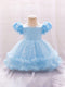 Ball Gown Scoop Puff Sleeves Tiered Flower Girl Dresses