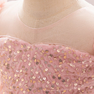 Ball Gown Scoop Puff Sleeves Tiered Flower Girl Dresses