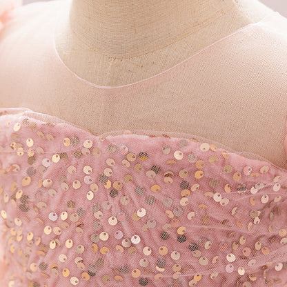 Ball Gown Scoop Puff Sleeves Tiered Flower Girl Dresses