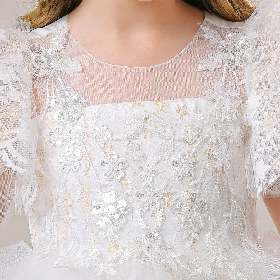 Ball Gown Scoop Flying Sleeves Sequins Flower Girl Dresses