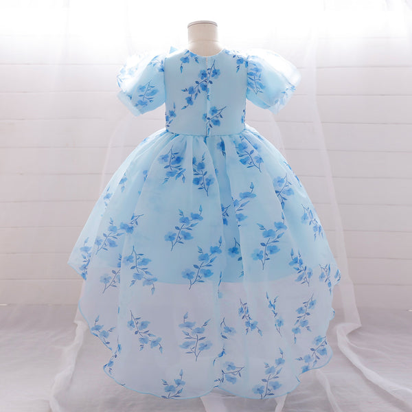 Ball Gown Scoop Puff Sleeves Ruched Flower Girl Dresses