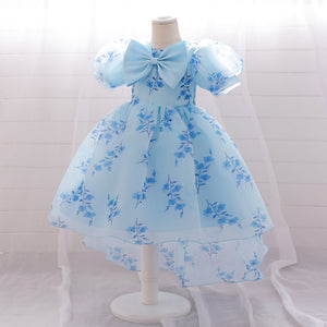 Ball Gown Scoop Puff Sleeves Ruched Flower Girl Dresses
