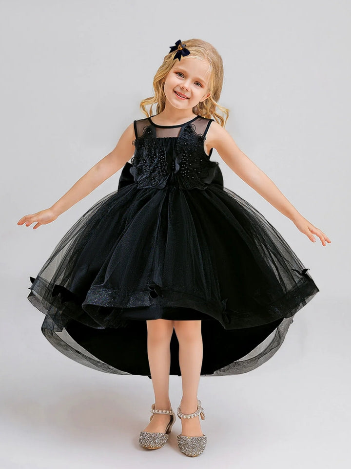Ball Gown Crew-Neck Sleeveless Knee-Length Halloween Dresses for Girls With Applique &amp; Beadings