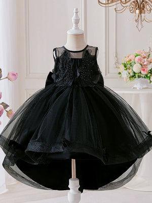 Ball Gown Crew-Neck Sleeveless Knee-Length Halloween Dresses for Girls With Applique & Beadings