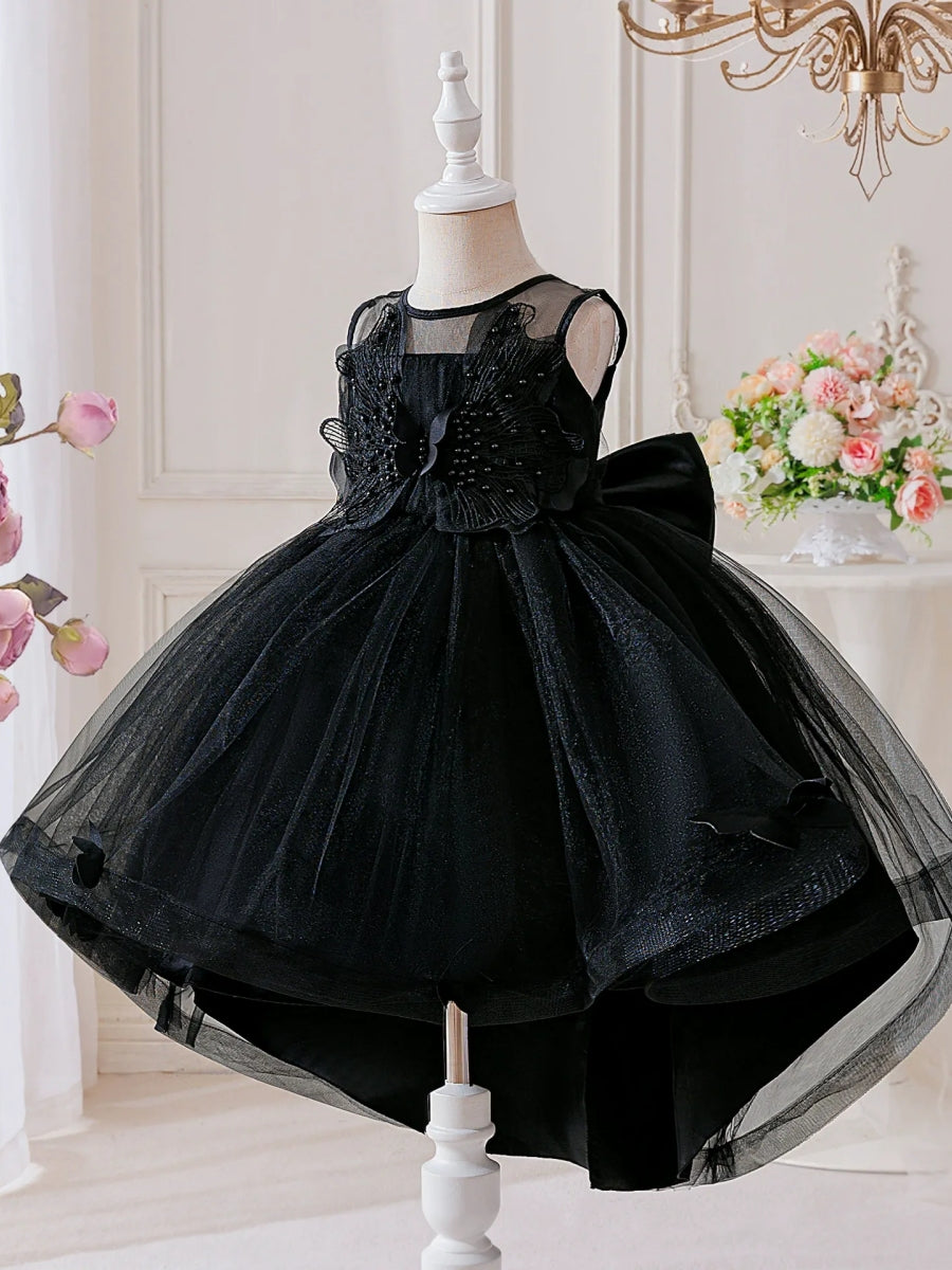 Ball Gown Crew-Neck Sleeveless Knee-Length Halloween Dresses for Girls With Applique &amp; Beadings