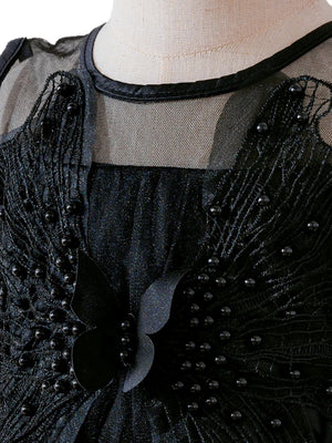 Ball Gown Crew-Neck Sleeveless Knee-Length Halloween Dresses for Girls With Applique & Beadings