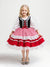 A-Line/Princess Scoop Half Sleeves Plaid Christmas Dresses for Girls WIth Pleats & Bowknot