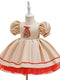 A-Line/Princess Scoop Puff Sleeves Christmas Dresses for Girls WIth Embroidery