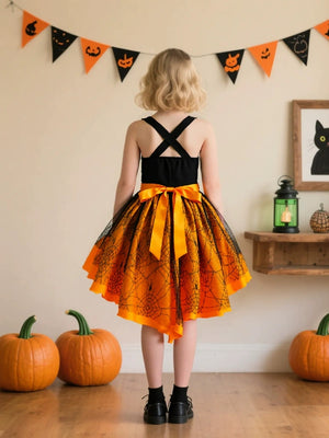 Ball Gown Square Neck Sleeveless Knee-Length Halloween Dresses for Girls With Pleats