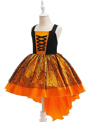 Ball Gown Square Neck Sleeveless Knee-Length Halloween Dresses for Girls With Pleats