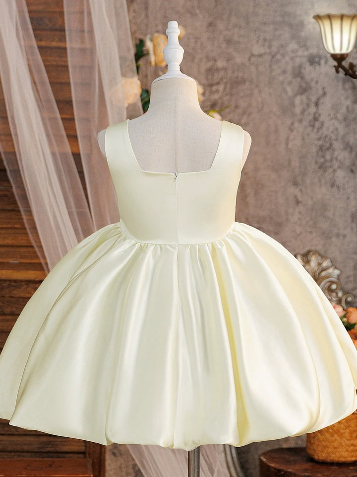A-Line/Princess Square Neck Sleeveless Birthday Dresses for Girls WIth 3D Floral