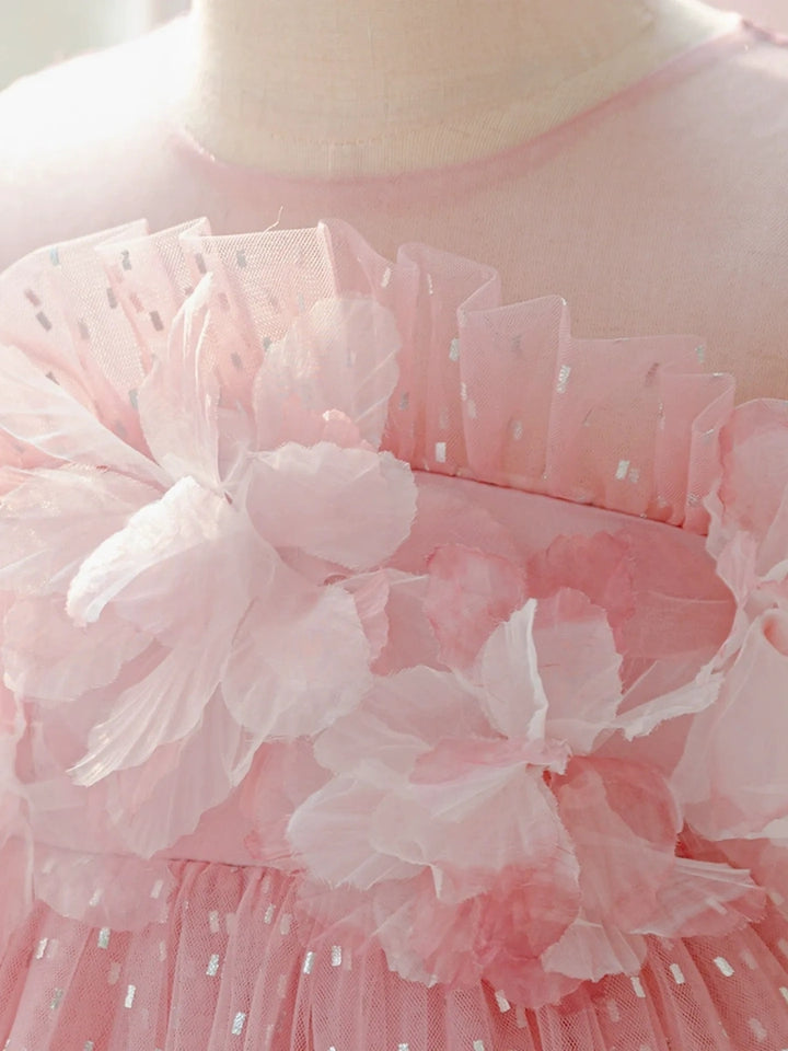 Ball Gown Scoop Sleeveless Ruched Flower Girl Dresses With 3D Floral &amp; Bowknot
