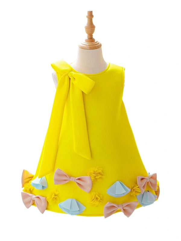 A-Line/Princess Scoop Sleeveless Knee-Length Flower Girl Dresses With Bowknot