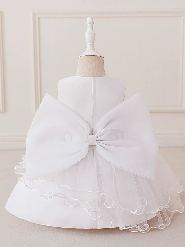 Ball Gown Scoop Sleeveless Knee-Length Flower Girl Dresses With Ruffles &amp; Bowknot