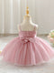 Ball Gown Spaghetti Straps Sleeveless Knee-Length Flower Girl Dresses With Sequins & Sash