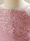 Ball Gown Spaghetti Straps Sleeveless Knee-Length Flower Girl Dresses With Sequins & Sash