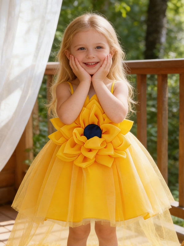Ball Gown Spaghetti Straps Sleeveless Knee-Length Two Pieces Flower Girl Dresses With 3D Floral