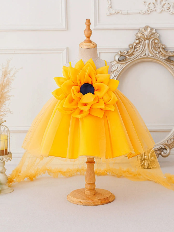 Ball Gown Spaghetti Straps Sleeveless Knee-Length Two Pieces Flower Girl Dresses With 3D Floral
