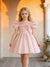 Ball Gown Scoop Puff Sleeves Knee-Length  Flower Girl Dresses With 3D Floral & Pearl