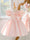 Ball Gown Scoop Puff Sleeves Knee-Length  Flower Girl Dresses With 3D Floral & Pearl