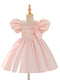 Ball Gown Scoop Puff Sleeves Knee-Length  Flower Girl Dresses With 3D Floral & Pearl