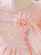 Ball Gown Scoop Puff Sleeves Knee-Length  Flower Girl Dresses With 3D Floral & Pearl