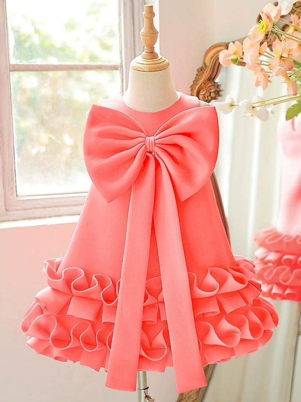 A-Line/Princess Scoop Sleeveless Knee-Length Flower Girl Dresses With Bowknot & Ruffles