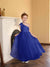 A-Line/Princess One-Shoulder Tulle Flower Girl Dresses with Pearls