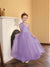 A-Line/Princess One-Shoulder Tulle Flower Girl Dresses with Pearls