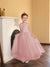 A-Line/Princess One-Shoulder Tulle Flower Girl Dresses with Pearls