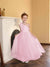 A-Line/Princess One-Shoulder Tulle Flower Girl Dresses with Pearls