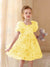 A-Line/Princess Square Neck Printed Floral Flower Girl Dresses with Puff Sleeves