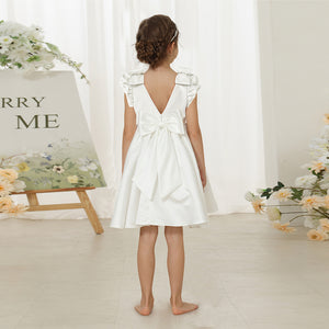 Ball Gown Square Neck Flying Sleeves Ruched Flower Girl Dresses