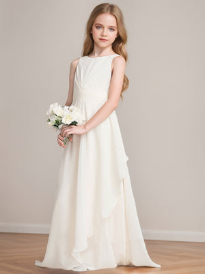 A-Line/Princess Scoop Sleeveless Ruffles Junior Bridesmaid Dresses
