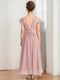 A-Line/Princess V-Neck Short Sleeves Bow Junior Bridesmaid Dresses