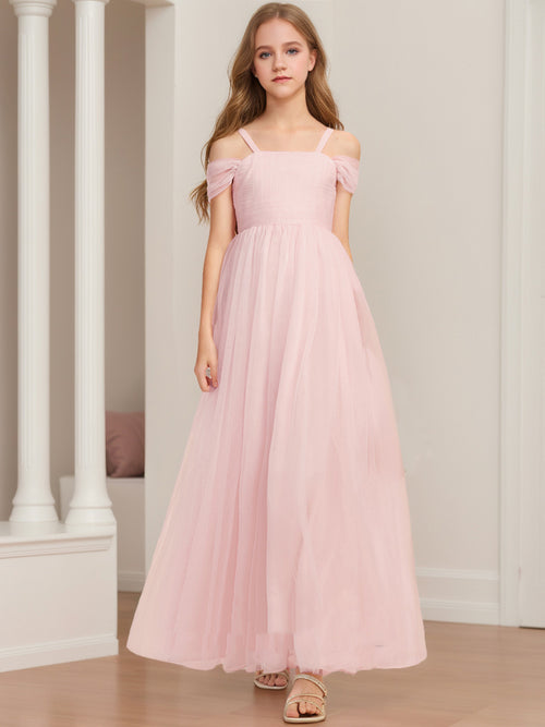 off the shoulder junior bridesmaid dresses Moocorvic Off-Shoulder Junior Bridesmaid Dresses Long Flower Girl Dress for Teen Girls Party Pageant Gowns Halter 14-15Years,Navy, Girl's, Blue