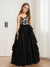 A-Line/Princess Scoop Floor-Length Tiered Tulle Flower Girl Dresses
