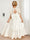 A-Line/Princess High Neck Short Sleeves Satin Flower Girl Dresses with Bow