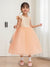 A-Line/Princess Scoop Tea-Length Tulle Flower Girl Dresses with Pearls