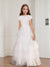 A-Line/Princess Scoop Sequin Tulle Flower Girl Dresses with Ruffles