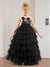 A-Line/Princess Scoop Neck Tiered Tulle Flower Girl Dresses with Appliques